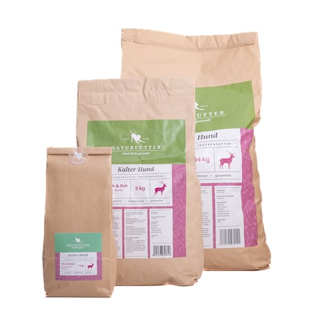 Kalter Hund Hirsch & Reh mit Hirse, Kürbis & Beeren - Naturfutter kaltgepresstes Trockenfutter